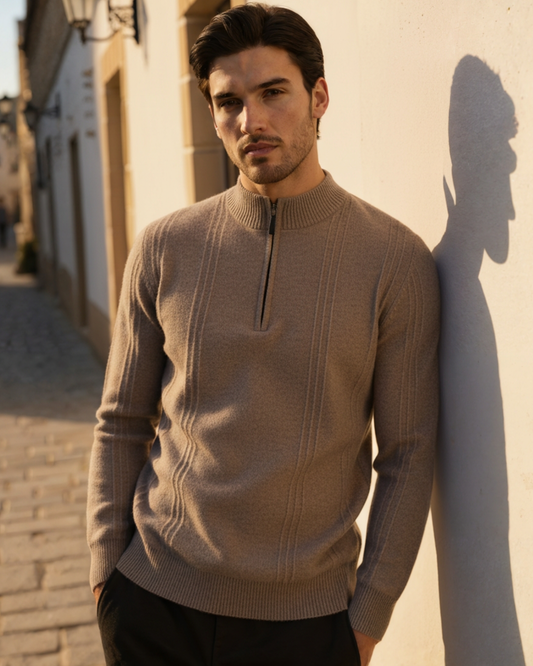 100% Cashmere Ribbed Half Zip - Image 1