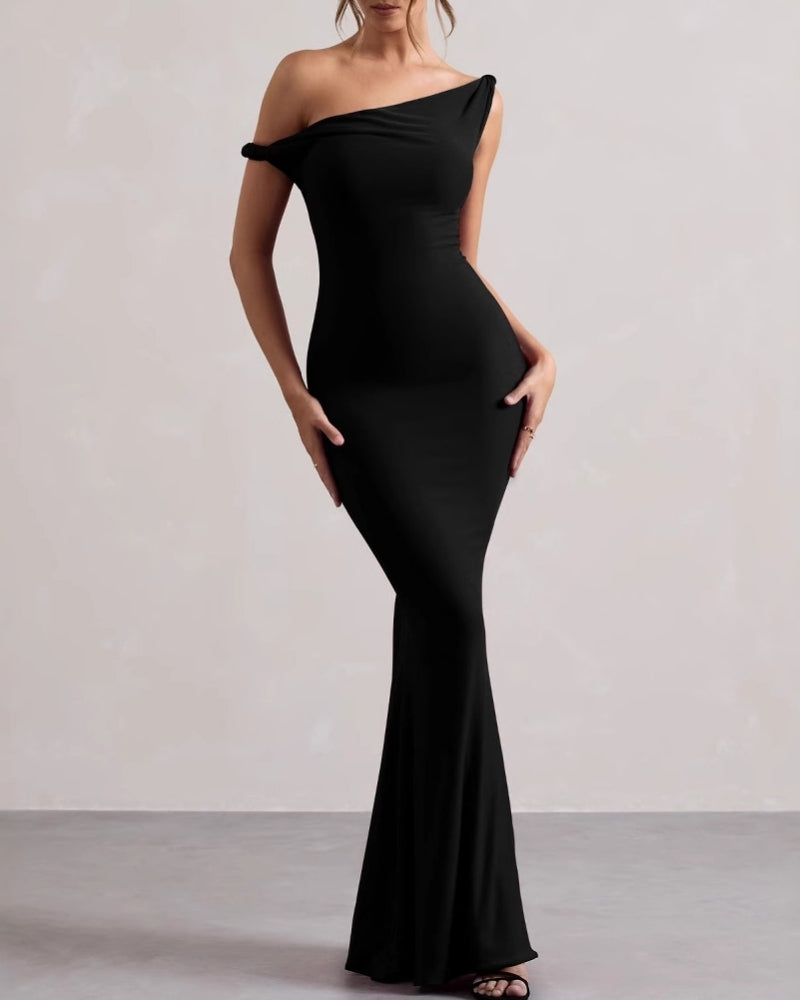 One-Shoulder Bodycon Long Dress - Image 1