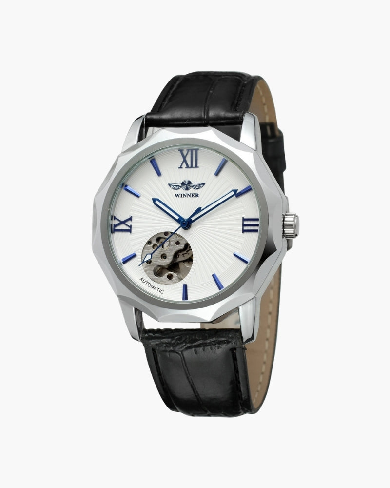 Classic Skeleton Dial Steel Watch - Image 1