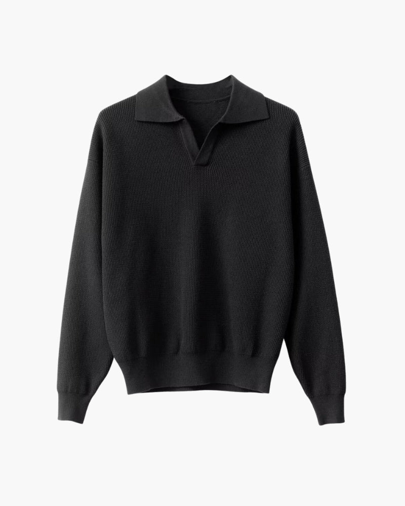 Textured Knit Polo Sweater - Image 5