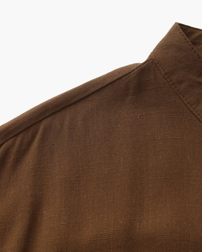 Men’s Mandarin Collar Shirt – Relaxed Fit Textured Cotton Shirt - Image 10