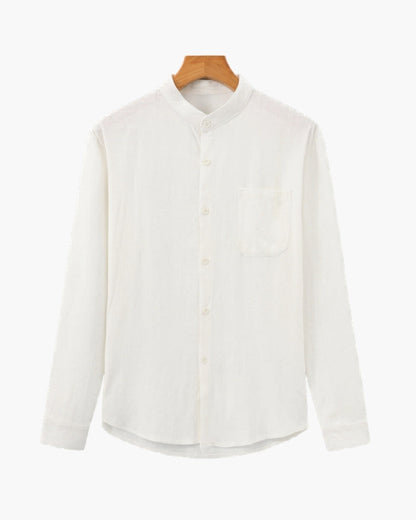 Men’s Mandarin Collar Shirt – Relaxed Fit Textured Cotton Shirt - Image 12
