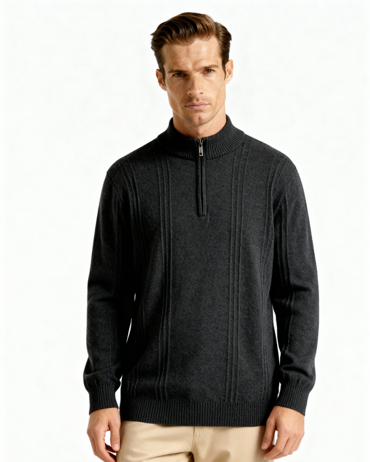 100% Cashmere Ribbed Half Zip - Image 7