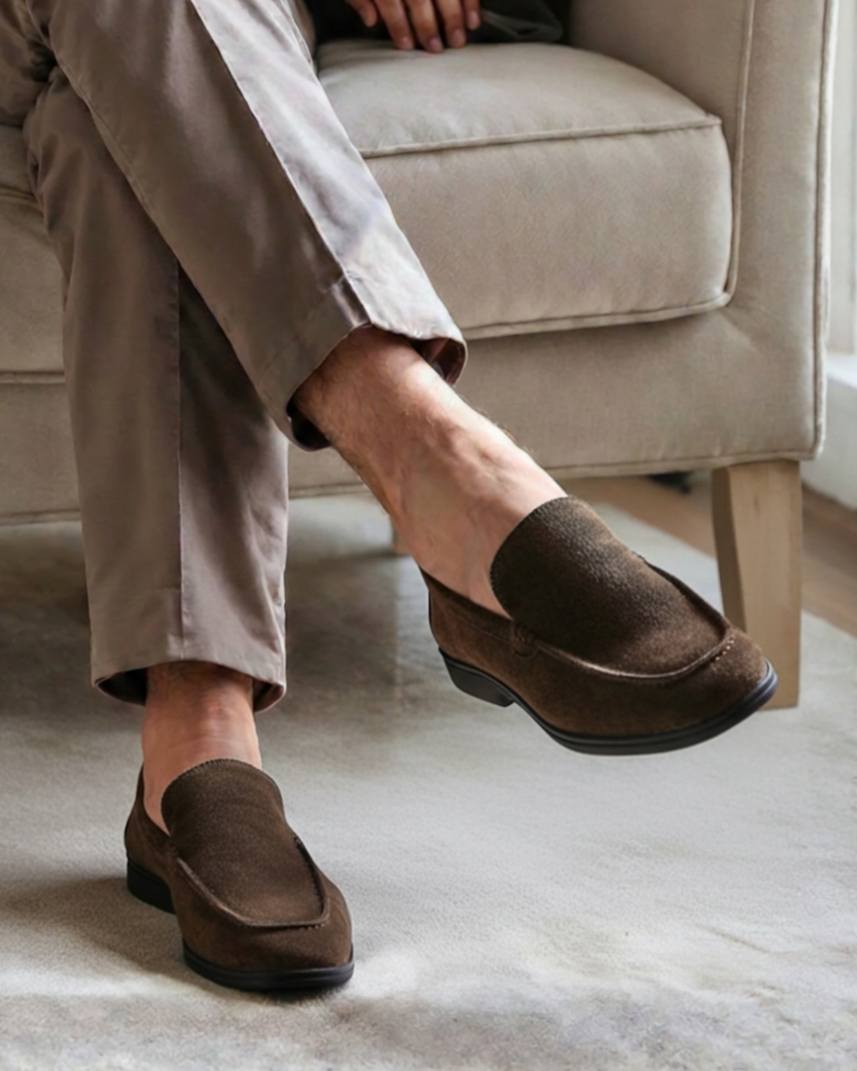 Premium Suede Loafers - Black Soles - Image 1